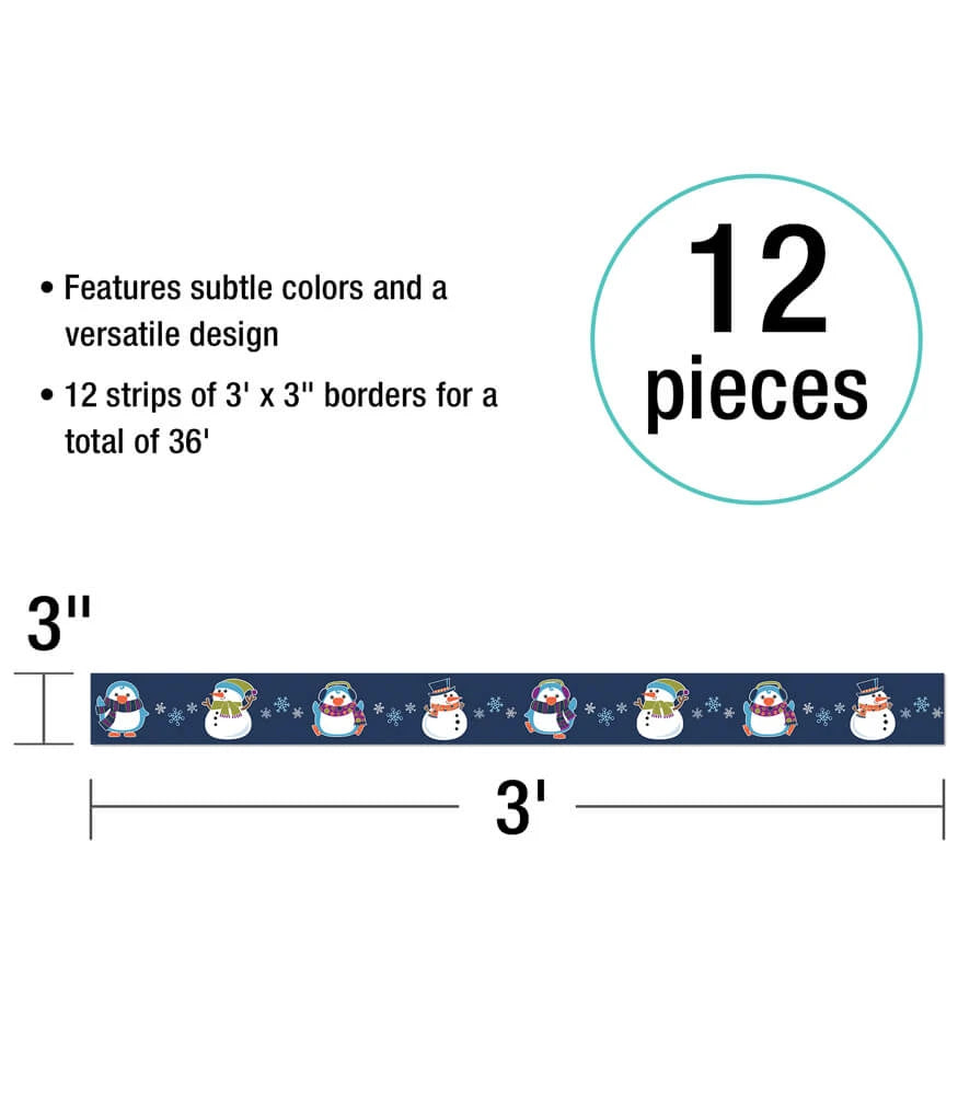 Winter Fun Straight Bulletin Board Borders - 12 Strips