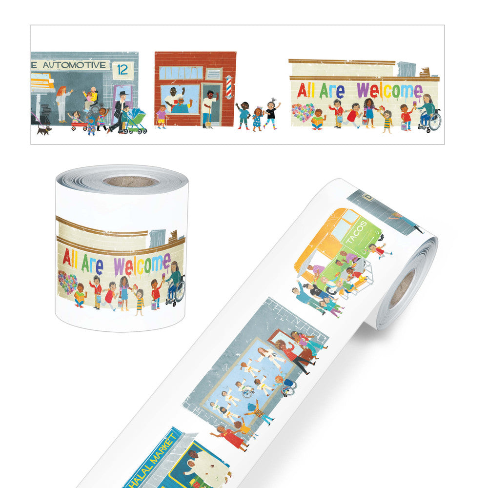 65' All Are Neighbors Rolled Straight Bulletin Board Trim