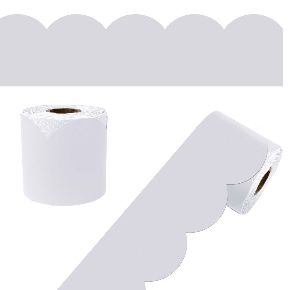 65' Whisper Gray Rolled Scalloped Bulletin Board Trim