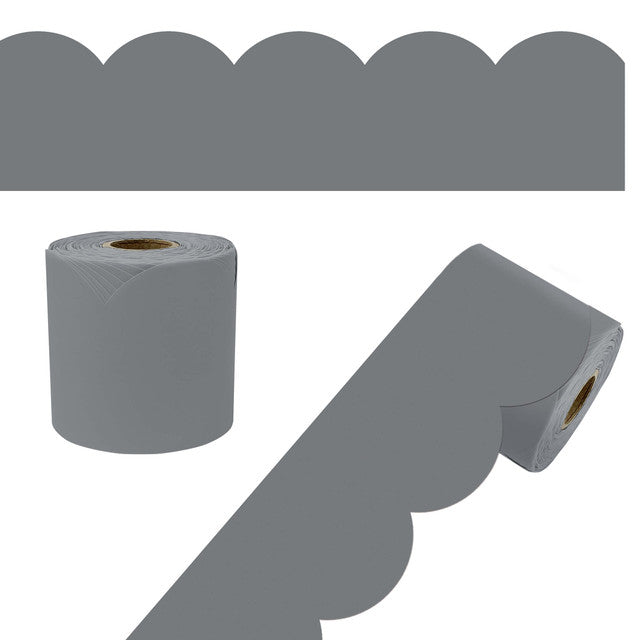 65' Steel Gray Rolled Scalloped Bulletin Board Trim