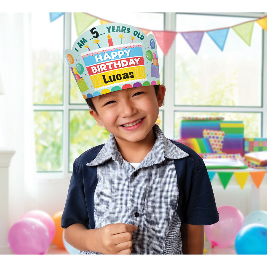 Colorful Happy Birthday Crowns - Pack of 30