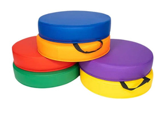 15" Vinyl Floor Cushions, Round - Set of 6