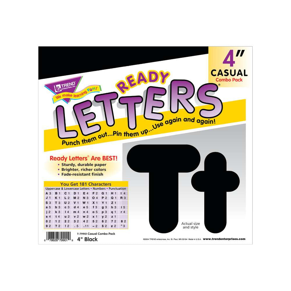 4" Black Combo Pack Letters