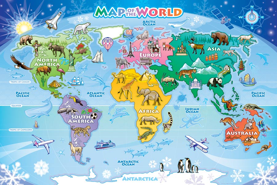 Map of the World Floor Puzzle - 35 Pieces