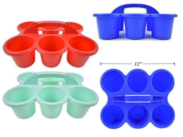 6 Cup Plastic Caddy with a Handle
