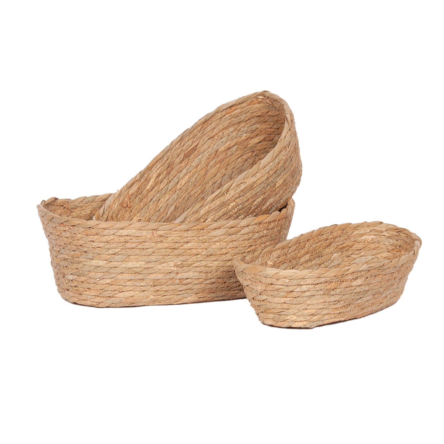 Oval Cattail Baskets - Set of 3