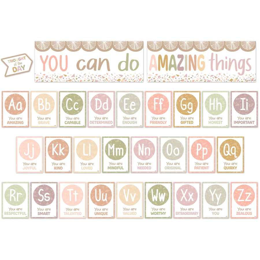 Terrazzo Tones Alphabet Affirmations Bulletin Board