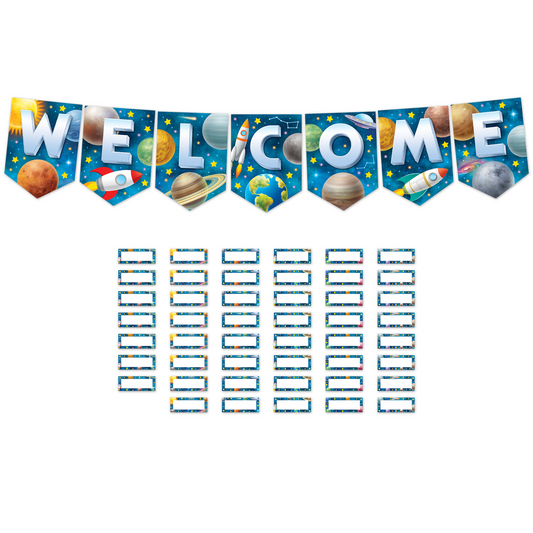 Outer Space Crew Pennants Welcome Bulletin Board