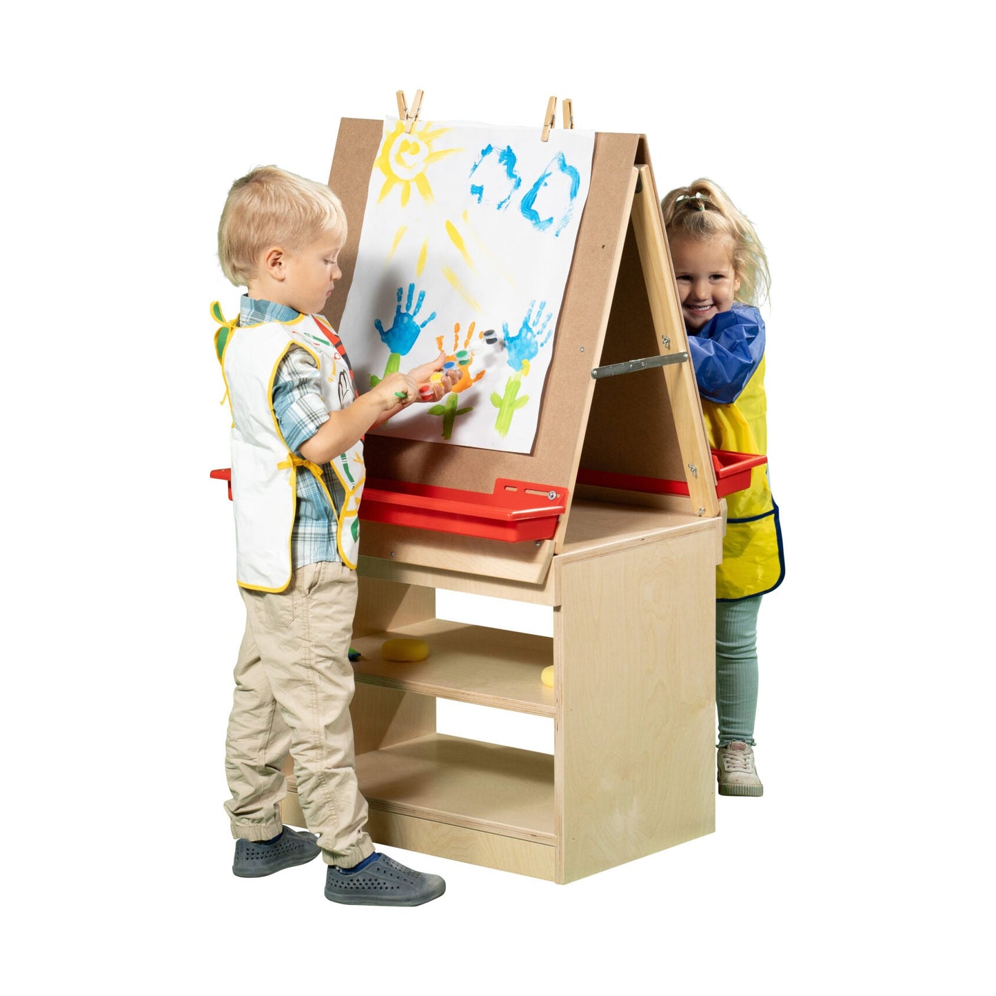 Double-Sided Tabletop Chalkboard and Art Station - with Stand