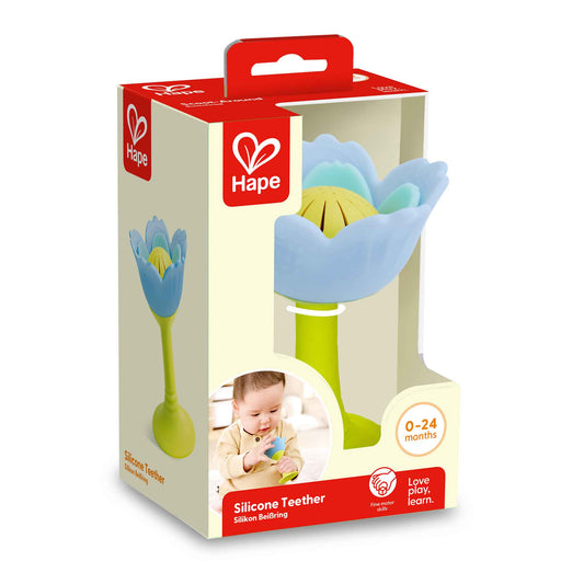 Silicone Rattle & Teether - Blue