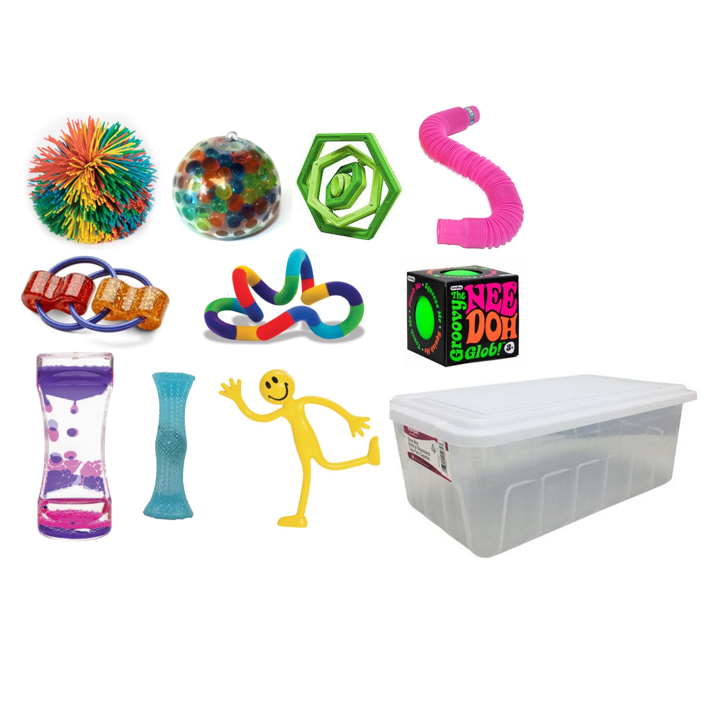 Set of 10 Fidget Toys with Container and Lid