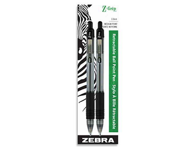 Zebra Z-Grip Retractable Pens - Black - Pack of 2