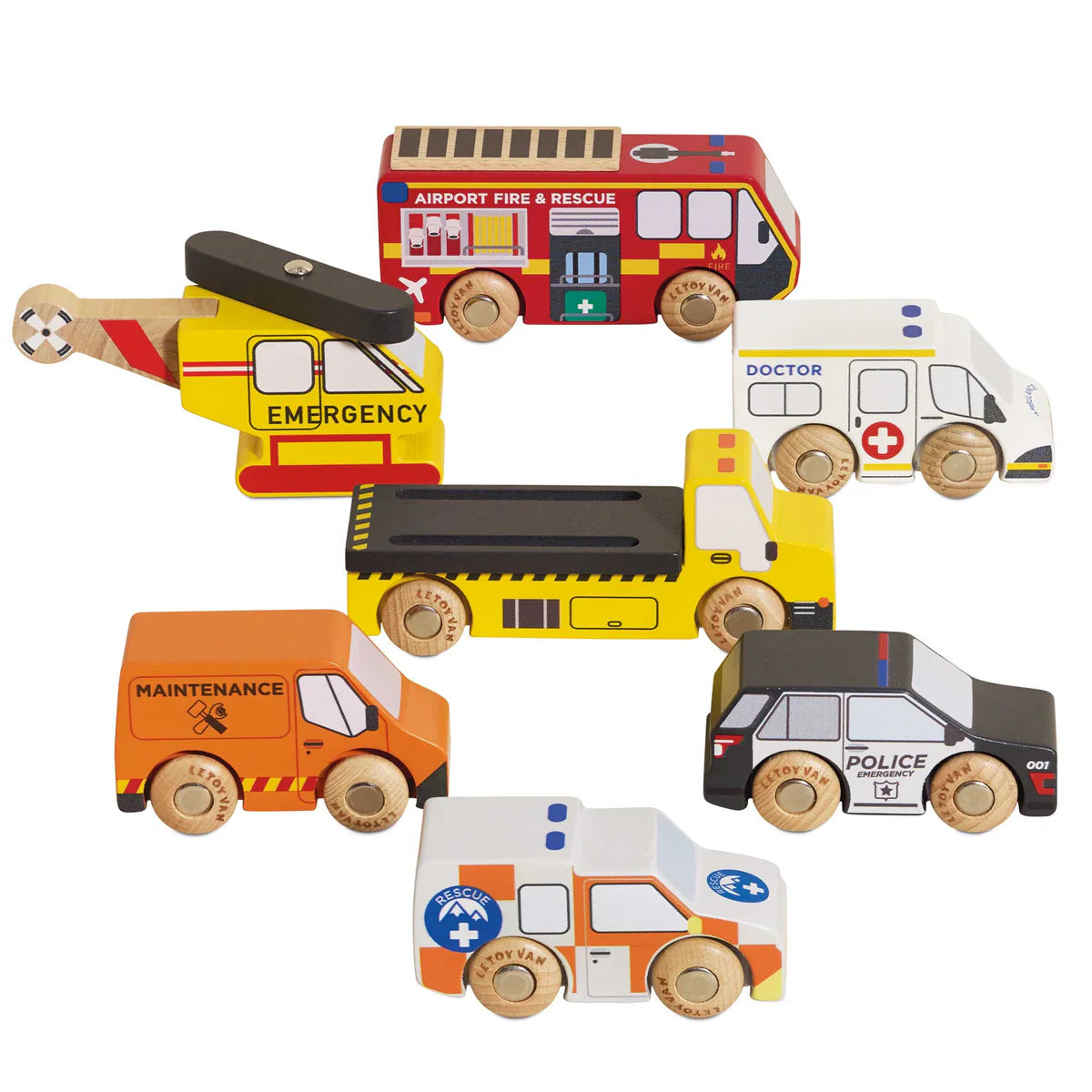 Emergency Helicopter & Rescue Cars - Set Of 7