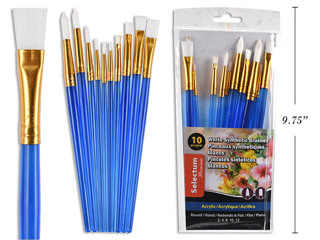 Acrylic Brushes Round and Flat (10 pcs)