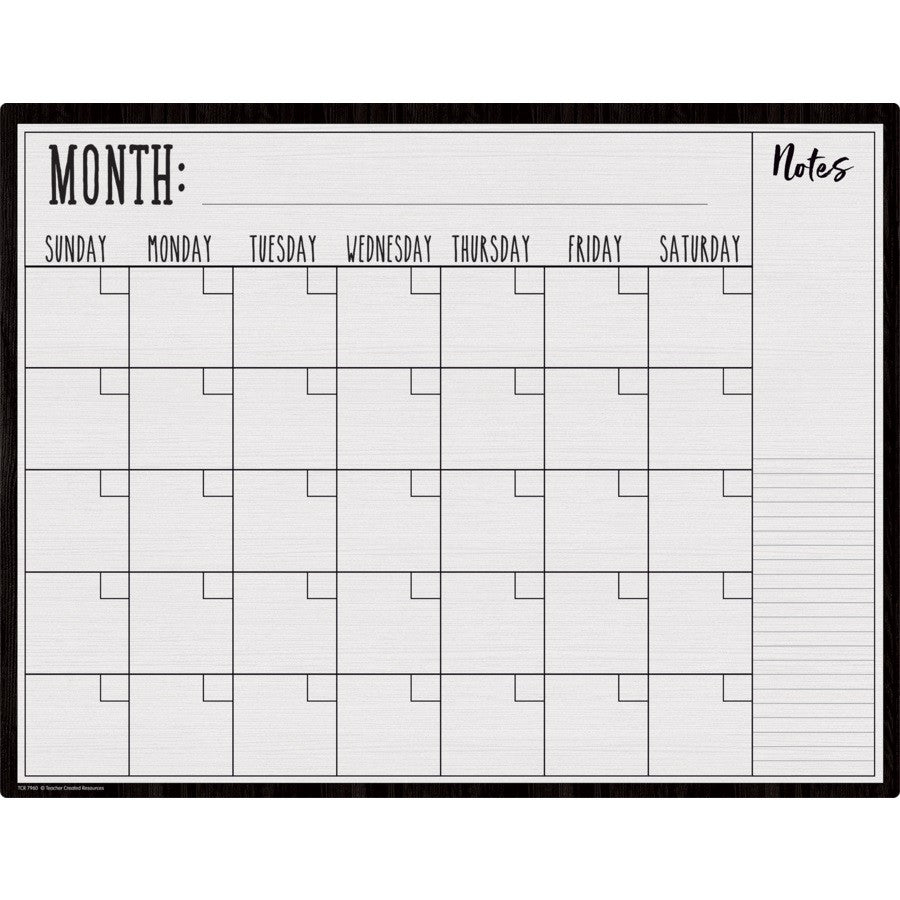 Calendar Write-On/Wipe-Off Chart