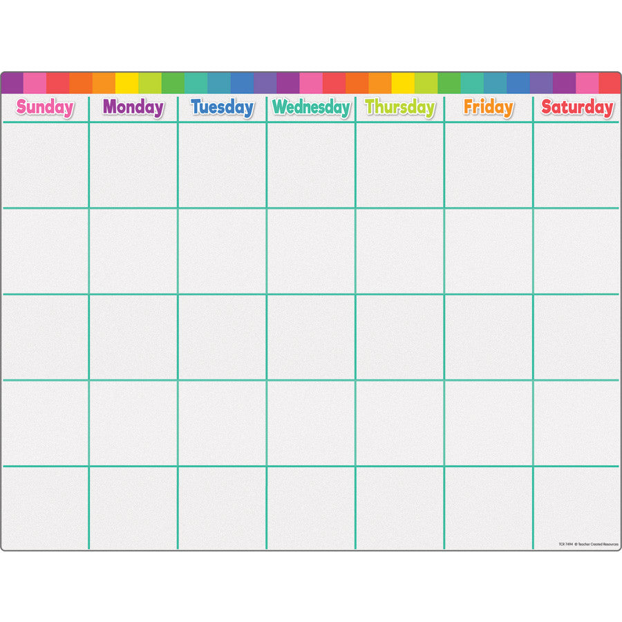 Calendrier effaçable et réinscriptible coloré