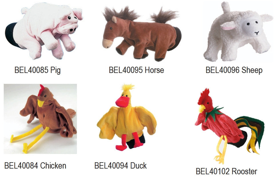 Farm Animals Hand Puppets - Set Of 6