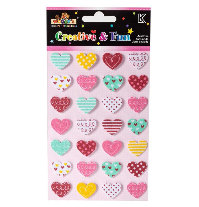 Felt Stickers- Checkered Hearts