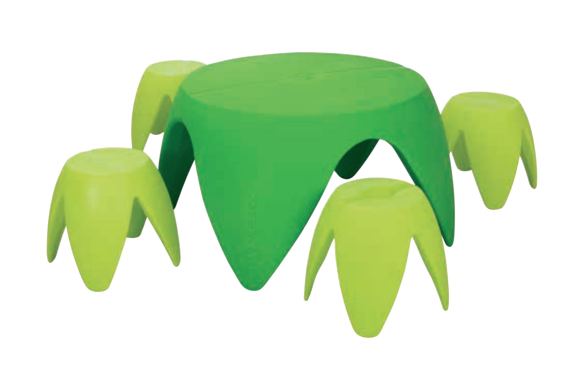 Flora Living Room- Table and Stools Set (Green)