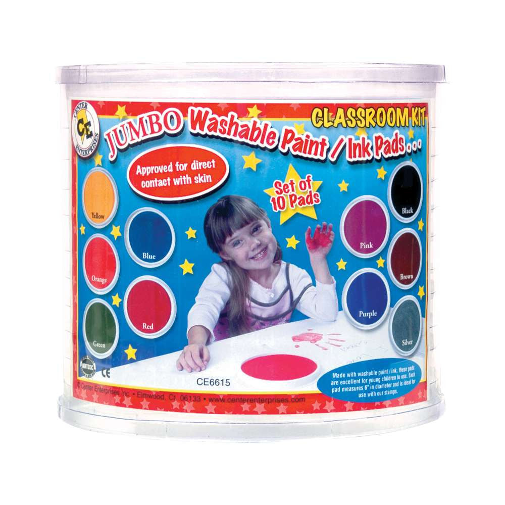 Jumbo Circular Washable Pads - Set of 10 (Yellow, Green, Pink, Orange, Blue, Red, Purple, Silver, Brown, Black)