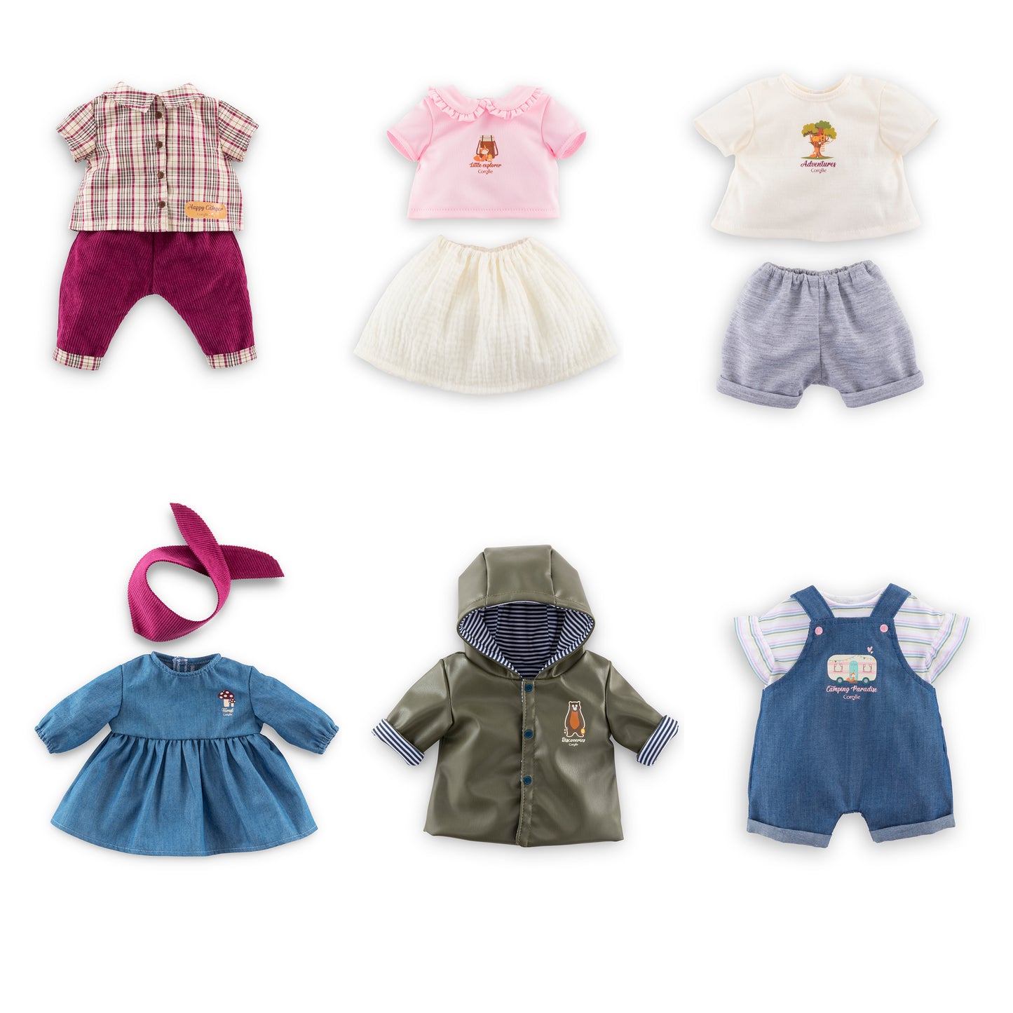 Lot de 6 tenues "Petit explorateur" pour poupées de 30 cm