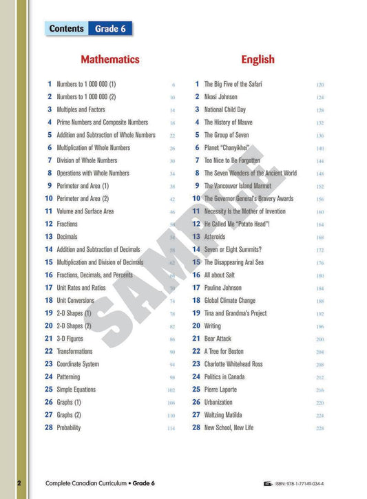 Complete Canadian Curriculum: Grade 6 (Enriched Edition)