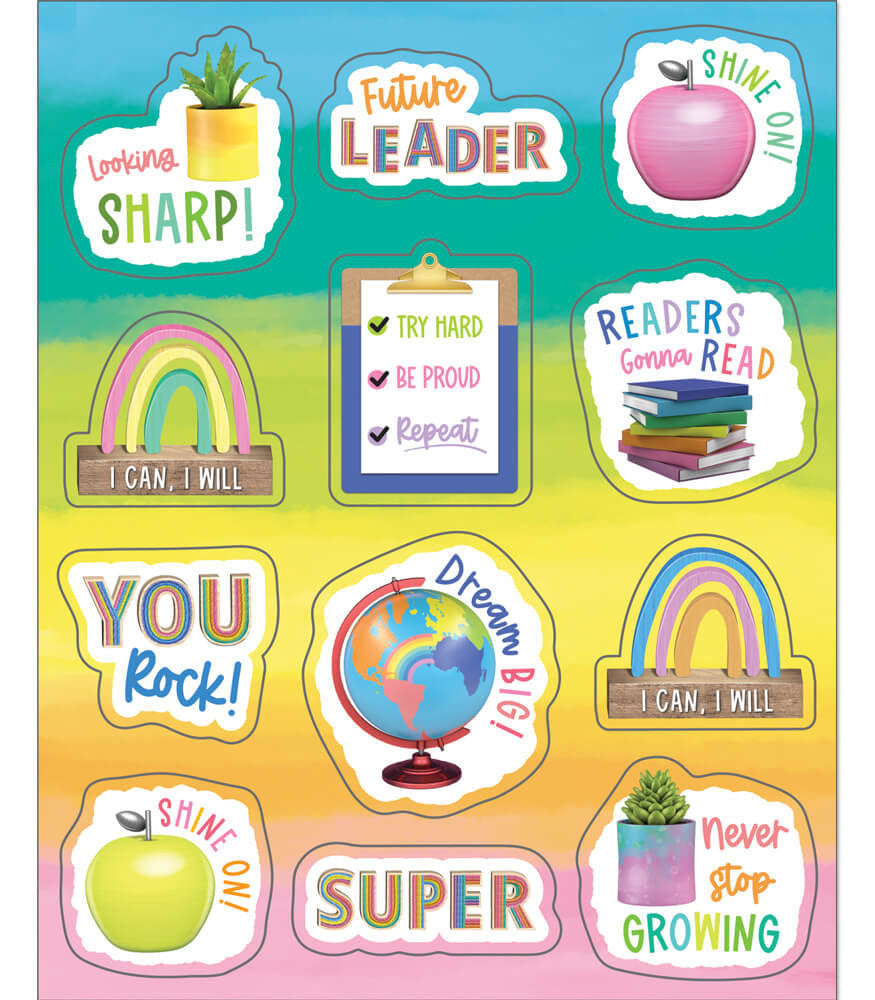 Motivational Shape Stickers - 72 Pieces