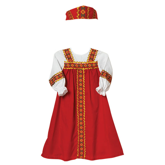 Red and Gold Folk Festival Dress - Eastern Europe - Girl