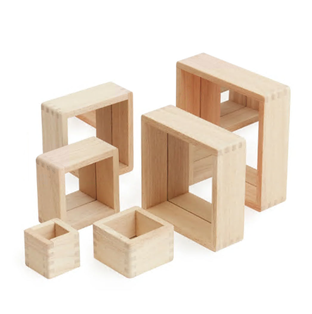 Nesting Pyramid Mirror Set- 6 Blocks & 6 Coloured Inserts