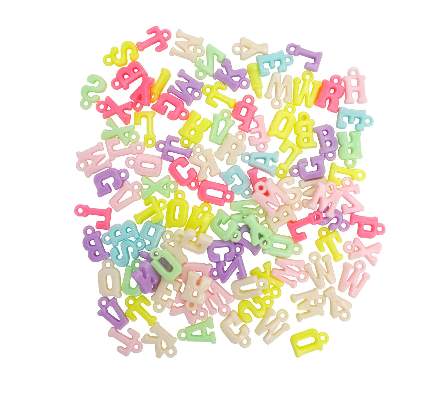 Pastel Letter Charm Beads- 1mm (100 pieces)