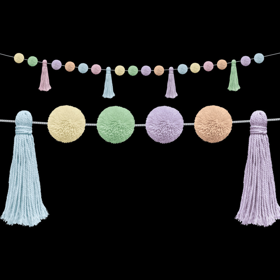 Pastel Pop Pom-Poms and Tassels Garland
