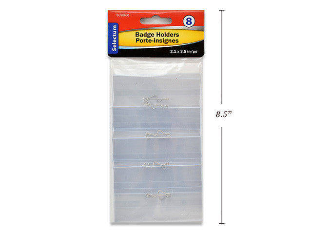 Plastic Badge Holders With Pin- Pack of 8