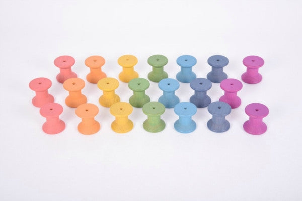 Rainbow Wooden Spools 21Pc