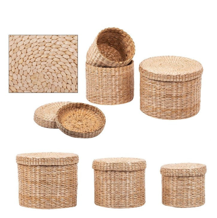 Round Lidded Storage Basket Set