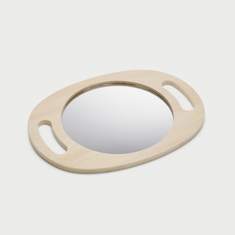 Hand Held Wooden Mirror