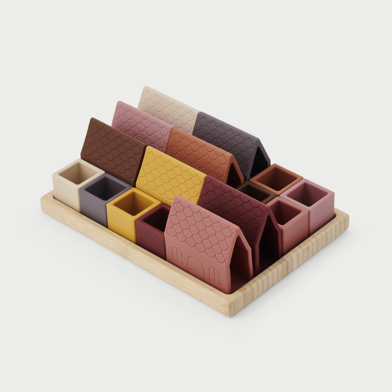 SiliSoft Village Blocks -Earth (16 pieces plus tray)