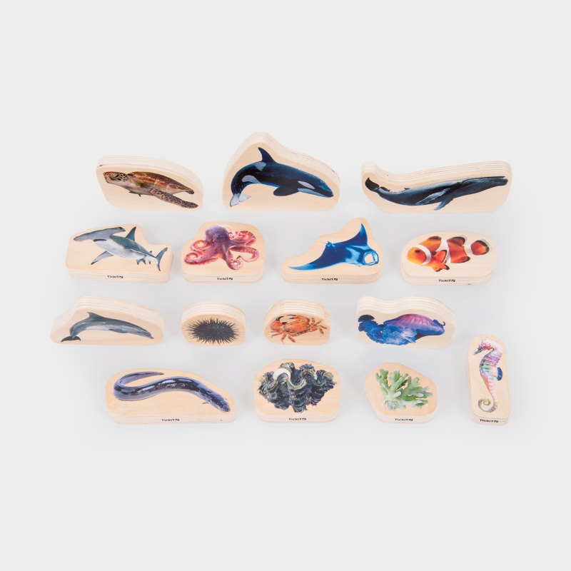 Wooden Sea Life Blocks - Pack of 15