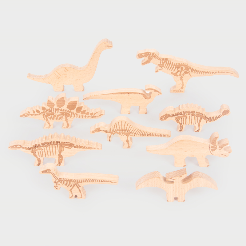 Wooden Dinosaur Blocks - Pack of 10