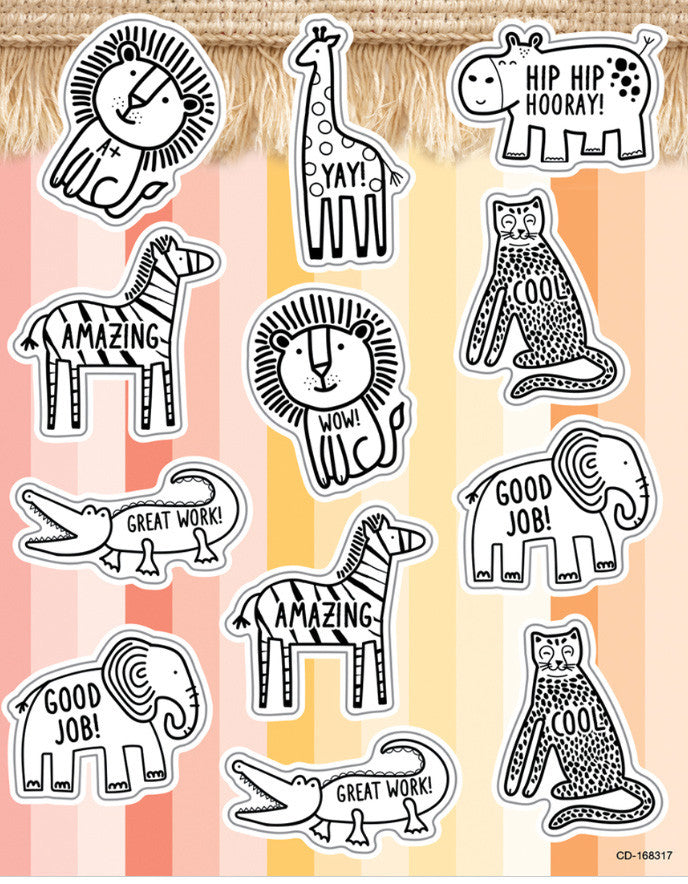 Safari Animals Shape Stickers