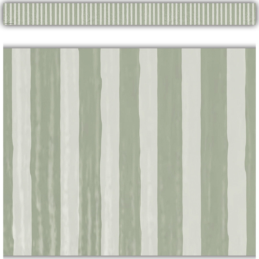 Classroom Cottage Sage Green Stripes Straight Border Trim