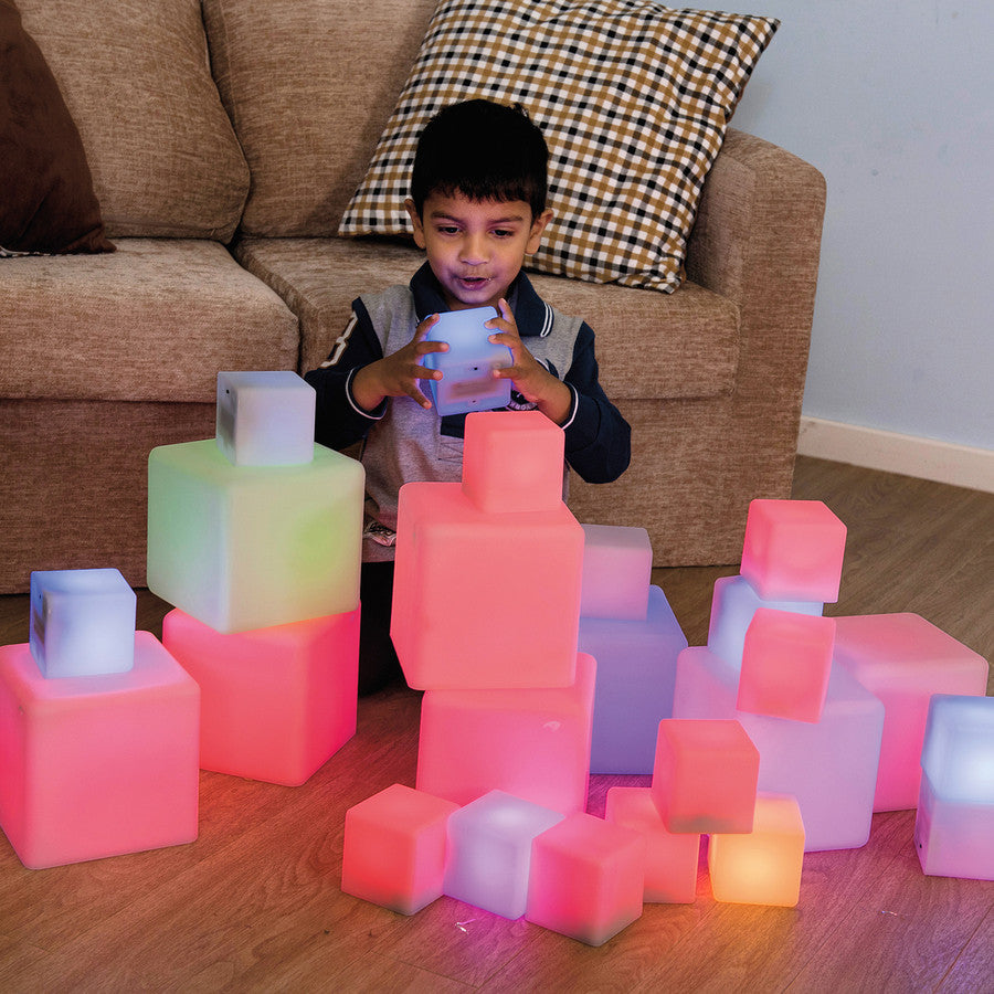 Sensory ICT Glow Construction Cube Blocks (Set of 12)
