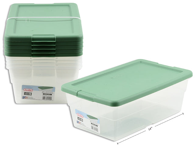 Shoe Box - Clear with Green Lids (Set of 5)