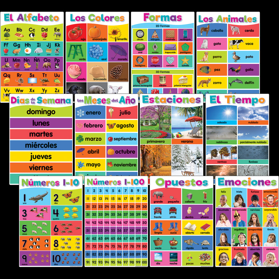 Spanish Colorful Early Learning Small Poster Pack