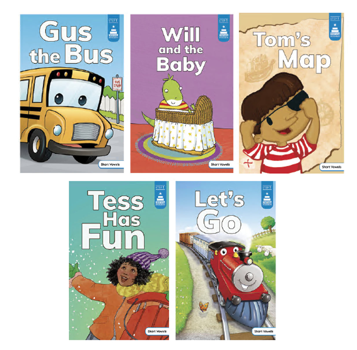 Stairway Decodables - Step 1: Short Vowels (Set of 5 Books)
