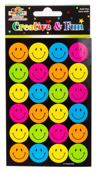 Stickers-Large Smiley Faces (Assorted Colours)