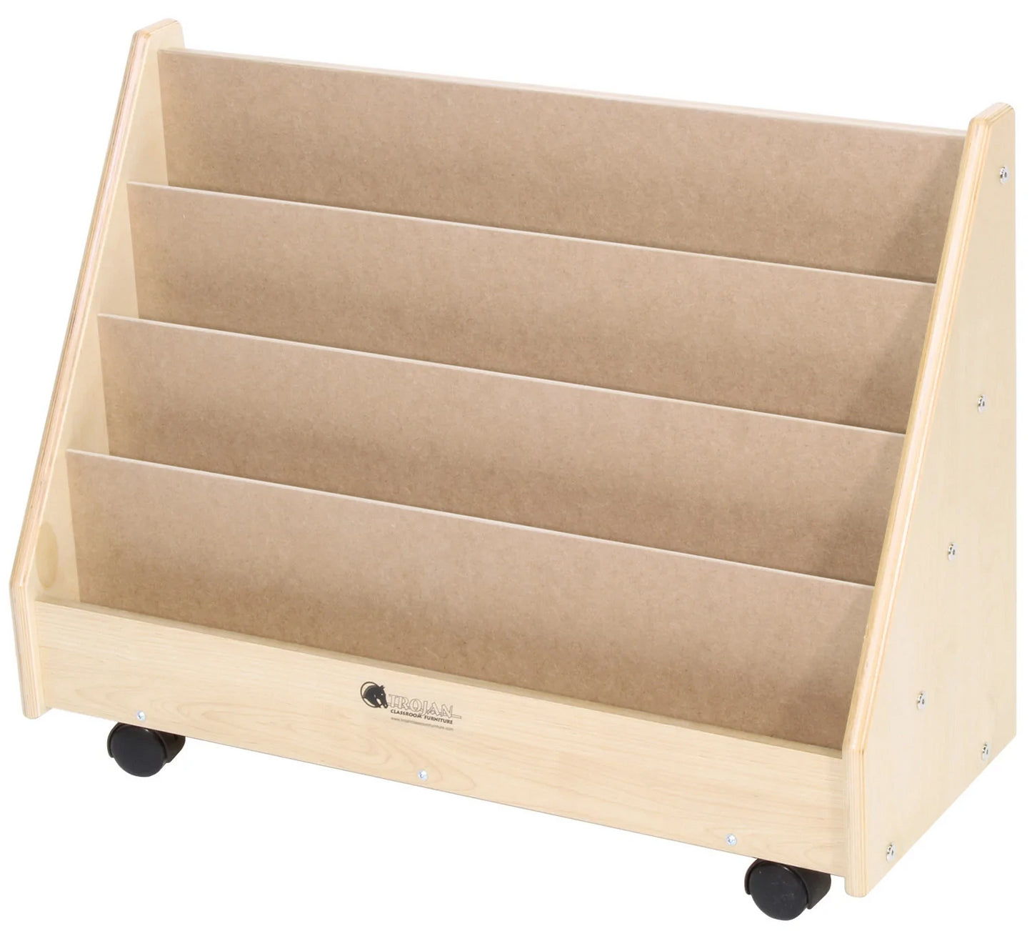 Toddler Book Rack Unit with 4 Shelves & Casters