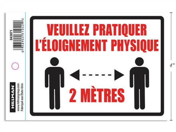Veuiller Pratiquer L'Eloignement Physique 4 x 6" Decal