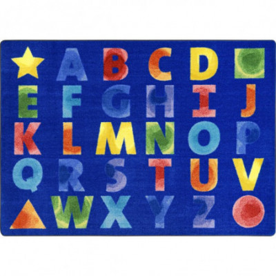 Watercolor Rectangle Rug - Alphabet