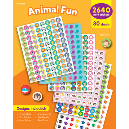 Lot de mini autocollants amusants d'animaux assortis