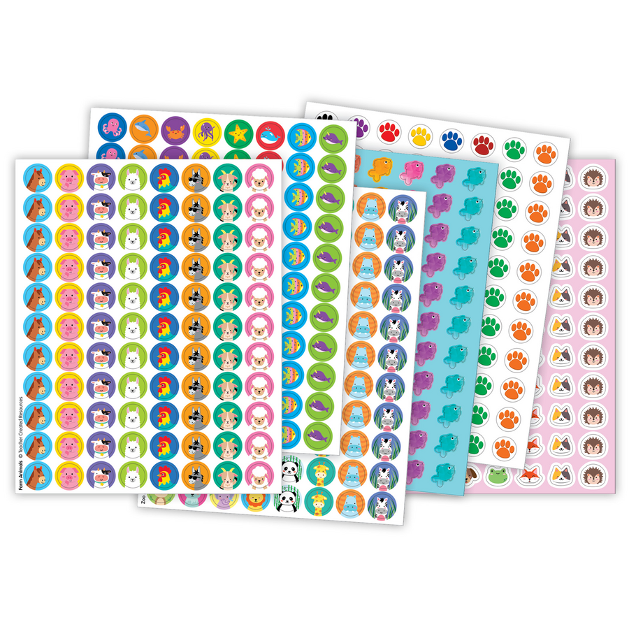 Lot de mini autocollants amusants d'animaux assortis